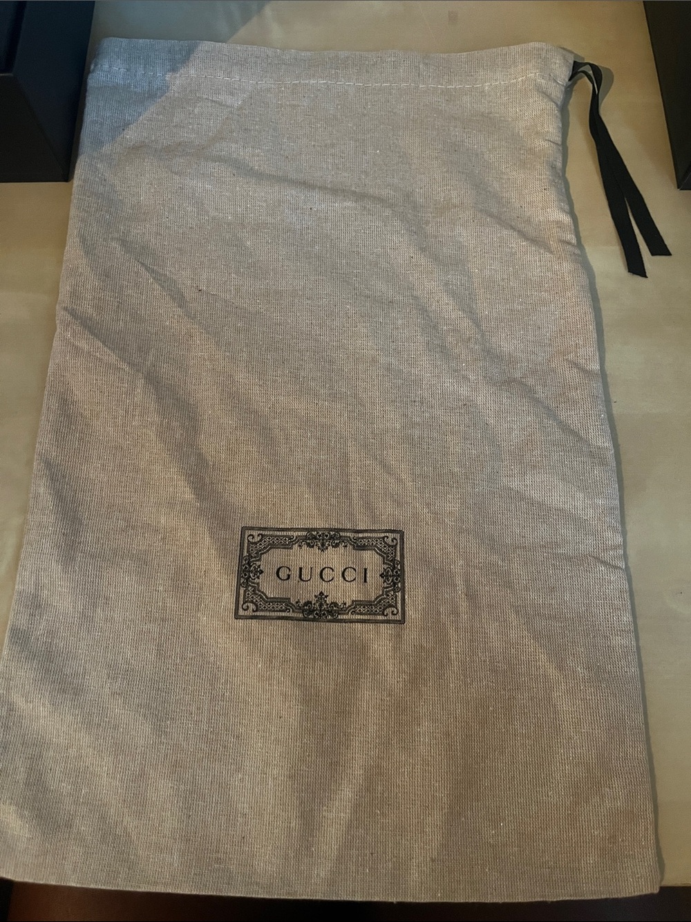 Gucci Beige Cream Logo Drawstring Dust Bag